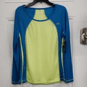 New Marika Tek Long Sleeve Top - Blue & Green - Size Medium